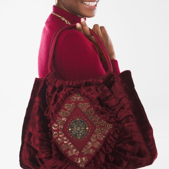 Brand New Embroidered Velvet Hobo Bag - Picture 2 of 4